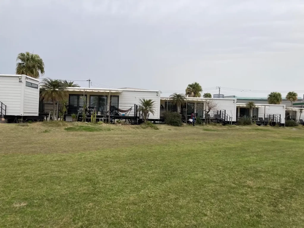 芝生広場でフリスビーなどが楽しめる